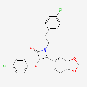 molecular formula C24H19Cl2NO4 B4303345 4-(1,3-benzodioxol-5-yl)-3-(4-chlorophenoxy)-1-[2-(4-chlorophenyl)ethyl]azetidin-2-one 