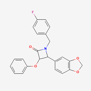 molecular formula C23H18FNO4 B4303355 4-(1,3-benzodioxol-5-yl)-1-(4-fluorobenzyl)-3-phenoxyazetidin-2-one 
