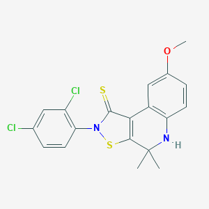 molecular formula C19H16Cl2N2OS2 B430336 2-(2,4-dichlorophenyl)-8-methoxy-4,4-dimethyl-4,5-dihydroisothiazolo[5,4-c]quinoline-1(2H)-thione CAS No. 295784-85-9