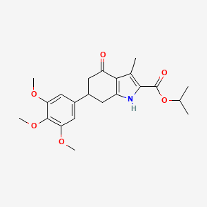 molecular formula C22H27NO6 B4303366 isopropyl 3-methyl-4-oxo-6-(3,4,5-trimethoxyphenyl)-4,5,6,7-tetrahydro-1H-indole-2-carboxylate 