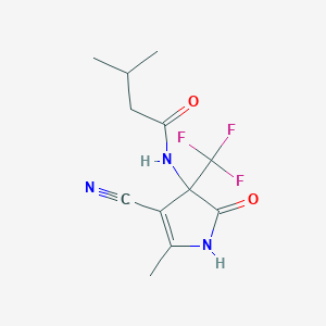 molecular formula C12H14F3N3O2 B4303379 N-[4-cyano-5-methyl-2-oxo-3-(trifluoromethyl)-2,3-dihydro-1H-pyrrol-3-yl]-3-methylbutanamide 