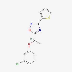 molecular formula C14H11ClN2O2S B4303385 5-[1-(3-chlorophenoxy)ethyl]-3-(2-thienyl)-1,2,4-oxadiazole 