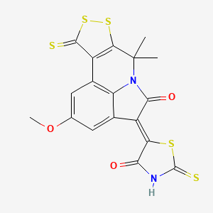 molecular formula C18H12N2O3S5 B4303393 2-METHOXY-7,7-DIMETHYL-4-(4-OXO-2-THIOXO-1,3-THIAZOLAN-5-YLIDEN)-10-THIOXO-7,10-DIHYDRO[1,2]DITHIOLO[3,4-C]PYRROLO[3,2,1-IJ]QUINOLIN-5-ONE 