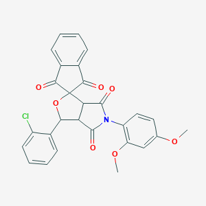 molecular formula C28H20ClNO7 B430340 1-(2-chlorophenyl)-5-(2,4-dimethoxyphenyl)spiro[3a,6a-dihydro-1H-furo[3,4-c]pyrrole-3,2'-indene]-1',3',4,6-tetrone CAS No. 473443-28-6