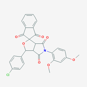 1-(4-chlorophenyl)-5-(2,4-dimethoxyphenyl)spiro[3a,6a-dihydro-1H-furo[3,4-c]pyrrole-3,2'-indene]-1',3',4,6-tetrone