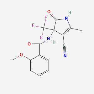molecular formula C15H12F3N3O3 B4303414 N-[4-cyano-5-methyl-2-oxo-3-(trifluoromethyl)-2,3-dihydro-1H-pyrrol-3-yl]-2-methoxybenzamide 