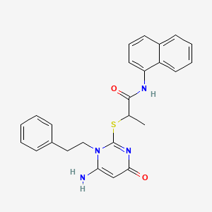 molecular formula C25H24N4O2S B4303421 2-{[6-amino-4-oxo-1-(2-phenylethyl)-1,4-dihydropyrimidin-2-yl]thio}-N-1-naphthylpropanamide 