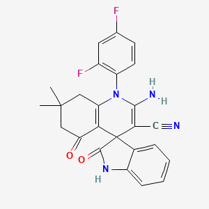 molecular formula C25H20F2N4O2 B4303431 2'-amino-1'-(2,4-difluorophenyl)-7',7'-dimethyl-2,5'-dioxo-1,2,5',6',7',8'-hexahydro-1'H-spiro[indole-3,4'-quinoline]-3'-carbonitrile 