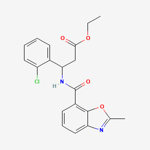 molecular formula C20H19ClN2O4 B4303448 ethyl 3-(2-chlorophenyl)-3-{[(2-methyl-1,3-benzoxazol-7-yl)carbonyl]amino}propanoate 