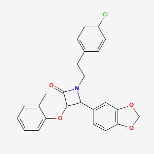 4-(1,3-benzodioxol-5-yl)-1-[2-(4-chlorophenyl)ethyl]-3-(2-methylphenoxy)azetidin-2-one