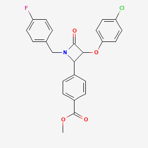 molecular formula C24H19ClFNO4 B4303456 methyl 4-[3-(4-chlorophenoxy)-1-(4-fluorobenzyl)-4-oxoazetidin-2-yl]benzoate 