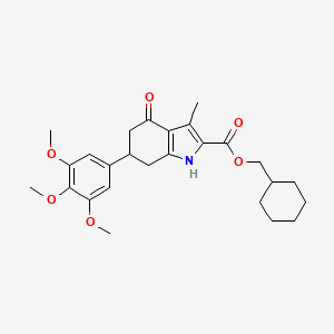molecular formula C26H33NO6 B4303459 cyclohexylmethyl 3-methyl-4-oxo-6-(3,4,5-trimethoxyphenyl)-4,5,6,7-tetrahydro-1H-indole-2-carboxylate 