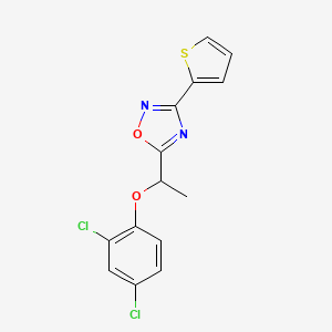 molecular formula C14H10Cl2N2O2S B4303467 5-[1-(2,4-dichlorophenoxy)ethyl]-3-(2-thienyl)-1,2,4-oxadiazole 