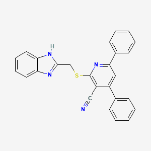 molecular formula C26H18N4S B4303482 2-[(1H-benzimidazol-2-ylmethyl)thio]-4,6-diphenylnicotinonitrile 