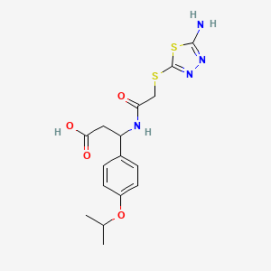 molecular formula C16H20N4O4S2 B4303490 3-({[(5-amino-1,3,4-thiadiazol-2-yl)thio]acetyl}amino)-3-(4-isopropoxyphenyl)propanoic acid 
