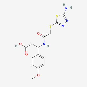 molecular formula C14H16N4O4S2 B4303496 3-({[(5-amino-1,3,4-thiadiazol-2-yl)thio]acetyl}amino)-3-(4-methoxyphenyl)propanoic acid 
