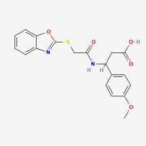 molecular formula C19H18N2O5S B4303497 3-{[(1,3-benzoxazol-2-ylthio)acetyl]amino}-3-(4-methoxyphenyl)propanoic acid 