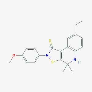 molecular formula C21H22N2OS2 B430354 8-ethyl-2-(4-methoxyphenyl)-4,4-dimethyl-4,5-dihydroisothiazolo[5,4-c]quinoline-1(2H)-thione 