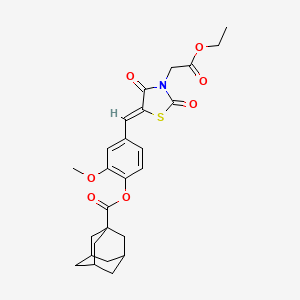 molecular formula C26H29NO7S B4303558 4-{[3-(2-ethoxy-2-oxoethyl)-2,4-dioxo-1,3-thiazolidin-5-ylidene]methyl}-2-methoxyphenyl adamantane-1-carboxylate 