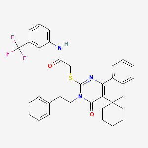 molecular formula C34H32F3N3O2S B4303569 2-{[4-oxo-3-(2-phenylethyl)-4,6-dihydro-3H-spiro[benzo[h]quinazoline-5,1'-cyclohexan]-2-yl]thio}-N-[3-(trifluoromethyl)phenyl]acetamide 
