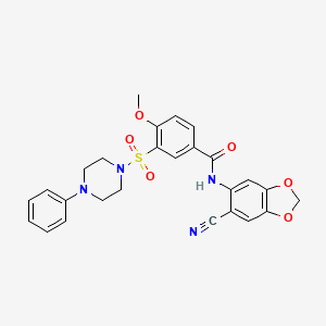 N-(6-cyano-1,3-benzodioxol-5-yl)-4-methoxy-3-[(4-phenylpiperazin-1-yl)sulfonyl]benzamide