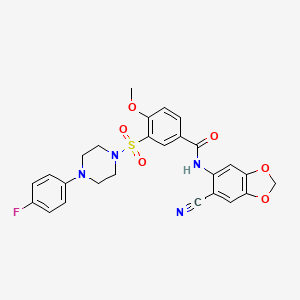 molecular formula C26H23FN4O6S B4303586 N-(6-cyano-1,3-benzodioxol-5-yl)-3-{[4-(4-fluorophenyl)piperazin-1-yl]sulfonyl}-4-methoxybenzamide 