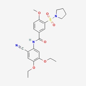 molecular formula C23H27N3O6S B4303589 N-(2-cyano-4,5-diethoxyphenyl)-4-methoxy-3-(pyrrolidin-1-ylsulfonyl)benzamide 