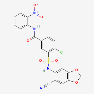 molecular formula C21H13ClN4O7S B4303594 4-chloro-3-{[(6-cyano-1,3-benzodioxol-5-yl)amino]sulfonyl}-N-(2-nitrophenyl)benzamide 