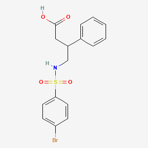 molecular formula C16H16BrNO4S B4303655 4-{[(4-bromophenyl)sulfonyl]amino}-3-phenylbutanoic acid 