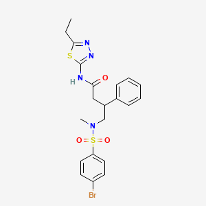 molecular formula C21H23BrN4O3S2 B4303665 4-[[(4-bromophenyl)sulfonyl](methyl)amino]-N-(5-ethyl-1,3,4-thiadiazol-2-yl)-3-phenylbutanamide 