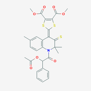 dimethyl 2-(1-[(acetyloxy)(phenyl)acetyl]-2,2,6-trimethyl-3-thioxo-2,3-dihydro-4(1H)-quinolinylidene)-1,3-dithiole-4,5-dicarboxylate