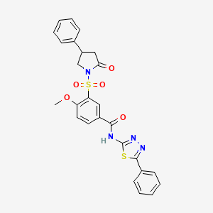 molecular formula C26H22N4O5S2 B4303685 4-methoxy-3-[(2-oxo-4-phenylpyrrolidin-1-yl)sulfonyl]-N-(5-phenyl-1,3,4-thiadiazol-2-yl)benzamide 