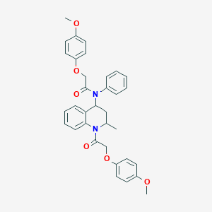 molecular formula C34H34N2O6 B430369 2-(4-methoxyphenoxy)-N-{1-[(4-methoxyphenoxy)acetyl]-2-methyl-1,2,3,4-tetrahydroquinolin-4-yl}-N-phenylacetamide 