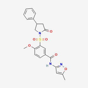 molecular formula C22H21N3O6S B4303723 4-methoxy-N-(5-methylisoxazol-3-yl)-3-[(2-oxo-4-phenylpyrrolidin-1-yl)sulfonyl]benzamide 