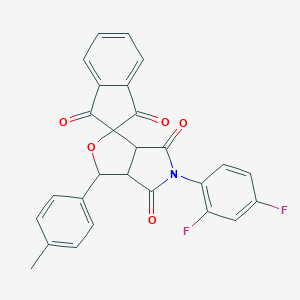 molecular formula C27H17F2NO5 B430374 5-(2,4-difluorophenyl)-3-(4-methylphenyl)-3a,6a-dihydrospiro[furo[3,4-c]pyrrole-1,2'-indene]-1',3',4,6(3H,5H)-tetrone 