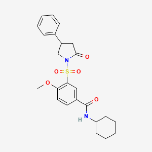 molecular formula C24H28N2O5S B4303779 N-cyclohexyl-4-methoxy-3-[(2-oxo-4-phenylpyrrolidin-1-yl)sulfonyl]benzamide 