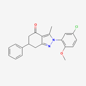 molecular formula C21H19ClN2O2 B4303788 2-(5-chloro-2-methoxyphenyl)-3-methyl-6-phenyl-2,5,6,7-tetrahydro-4H-indazol-4-one 