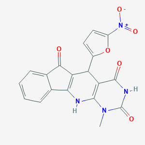 molecular formula C19H12N4O6 B430379 4,6-dihydroxy-1-methyl-5-(5-nitrofuran-2-yl)-1,5-dihydro-2H-indeno[2',1':5,6]pyrido[2,3-d]pyrimidin-2-one 