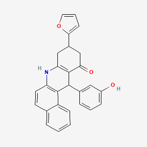 molecular formula C27H21NO3 B4303790 9-(2-furyl)-12-(3-hydroxyphenyl)-8,9,10,12-tetrahydrobenzo[a]acridin-11(7H)-one 