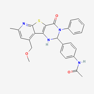 molecular formula C26H24N4O3S B4303799 N-{4-[9-(methoxymethyl)-7-methyl-4-oxo-3-phenyl-1,2,3,4-tetrahydropyrido[3',2':4,5]thieno[3,2-d]pyrimidin-2-yl]phenyl}acetamide 