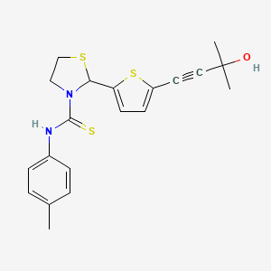 molecular formula C20H22N2OS3 B4303800 2-[5-(3-hydroxy-3-methylbut-1-yn-1-yl)-2-thienyl]-N-(4-methylphenyl)-1,3-thiazolidine-3-carbothioamide 