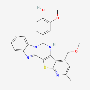 molecular formula C25H22N4O3S B4303805 2-methoxy-4-[4-(methoxymethyl)-2-methyl-5,6-dihydropyrido[3'',2'':4',5']thieno[3',2':4,5]pyrimido[1,6-a]benzimidazol-6-yl]phenol 