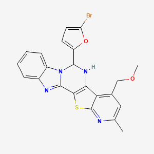 molecular formula C22H17BrN4O2S B4303808 6-(5-bromo-2-furyl)-4-(methoxymethyl)-2-methyl-5,6-dihydropyrido[3'',2'':4',5']thieno[3',2':4,5]pyrimido[1,6-a]benzimidazole 