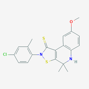 molecular formula C20H19ClN2OS2 B430381 2-(4-chloro-2-methylphenyl)-8-methoxy-4,4-dimethyl-4,5-dihydroisothiazolo[5,4-c]quinoline-1(2H)-thione 