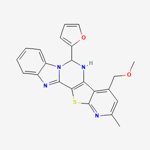 molecular formula C22H18N4O2S B4303812 6-(2-furyl)-4-(methoxymethyl)-2-methyl-5,6-dihydropyrido[3'',2'':4',5']thieno[3',2':4,5]pyrimido[1,6-a]benzimidazole 