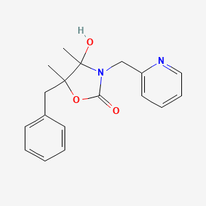 molecular formula C18H20N2O3 B4303836 5-benzyl-4-hydroxy-4,5-dimethyl-3-(pyridin-2-ylmethyl)-1,3-oxazolidin-2-one 