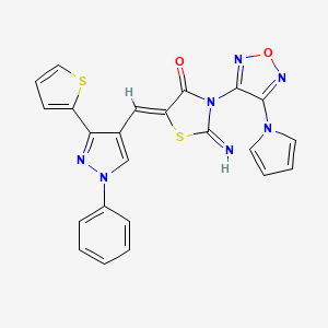 molecular formula C23H15N7O2S2 B4303859 2-imino-5-{[1-phenyl-3-(2-thienyl)-1H-pyrazol-4-yl]methylene}-3-[4-(1H-pyrrol-1-yl)-1,2,5-oxadiazol-3-yl]-1,3-thiazolidin-4-one 