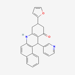 molecular formula C26H20N2O2 B4303867 9-(2-furyl)-12-pyridin-3-yl-8,9,10,12-tetrahydrobenzo[a]acridin-11(7H)-one 