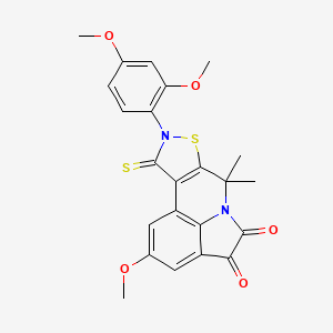 molecular formula C23H20N2O5S2 B4303873 9-(2,4-dimethoxyphenyl)-2-methoxy-7,7-dimethyl-10-thioxo-9,10-dihydro-7H-isothiazolo[5,4-c]pyrrolo[3,2,1-ij]quinoline-4,5-dione 