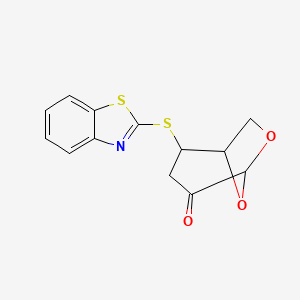 molecular formula C13H11NO3S2 B4303886 2-(1,3-benzothiazol-2-ylthio)-6,8-dioxabicyclo[3.2.1]octan-4-one 
